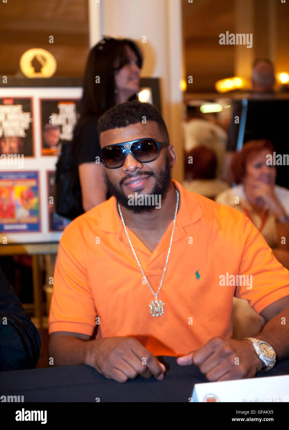 29, statt Juli 2016, Las Vegas, Nevada, die NVBHOF ein Meet and Greet am Tag vor der Zeremonie im Caesars Palace, wo Fans Bilder und Autogramme mit ihren Lieblings-Boxer bekommen konnte. Badou Jack, Johannisbeere Super-Mittelgewichts-Weltmeister Stockfoto