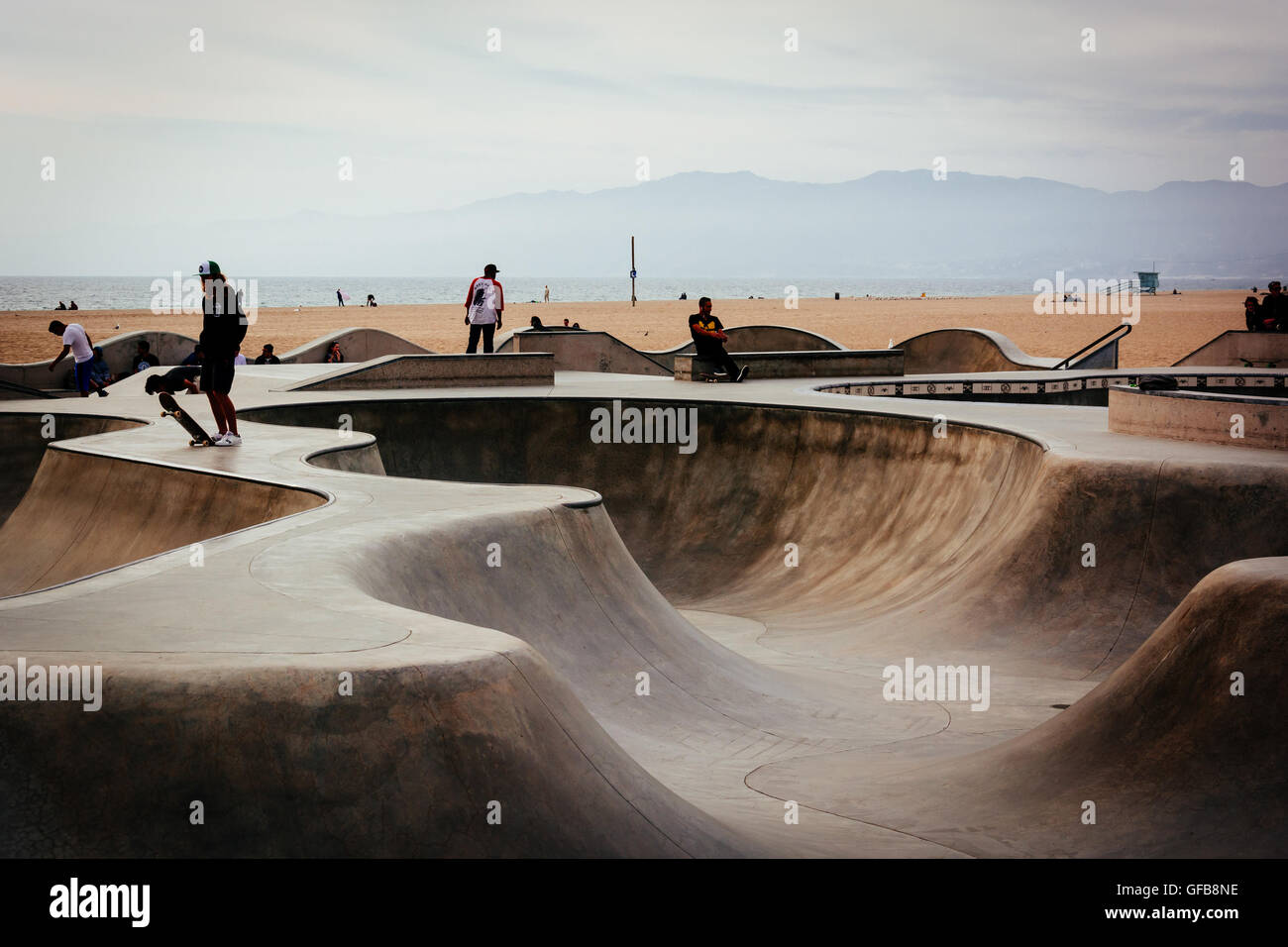 Die Venedig-Skate-Park in Venice Beach, Los Angeles, Kalifornien. Stockfoto