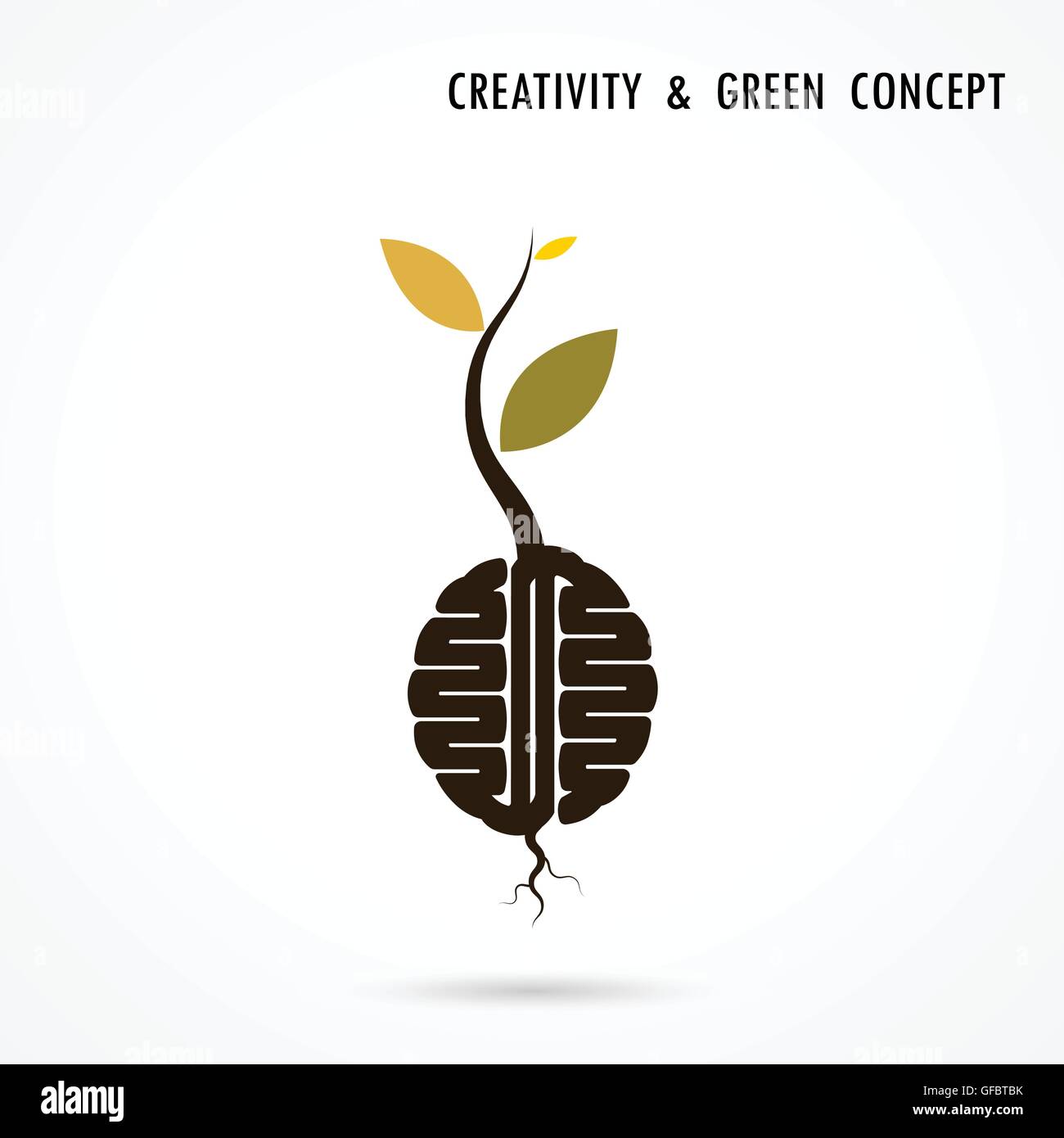 Pflanze wächst im Inneren des Gehirns Icon.Green Eco Energie Concept.Tree Wissen Logo.Human Gehirn Logo.Tree Logo.Green Logo. Stock Vektor