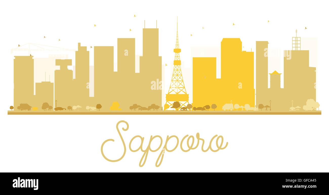 Sapporo City Skyline goldene Silhouette. Vektor-Illustration. Stock Vektor