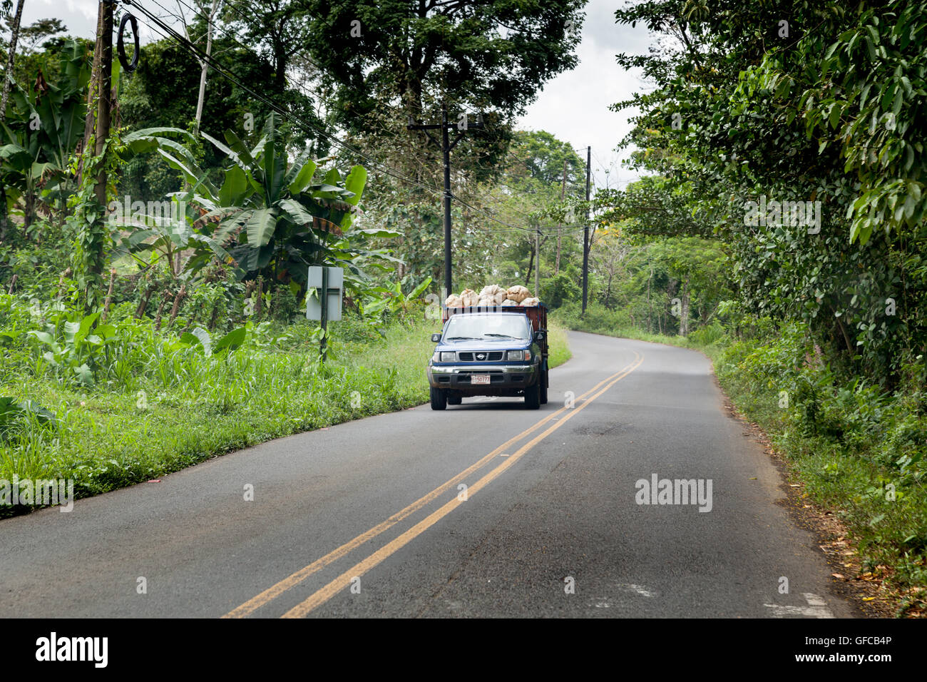 Sattelschlepper bewegen auf der Straße, 1 Costa Rica 2011-05-07:30:12 PM Stockfoto