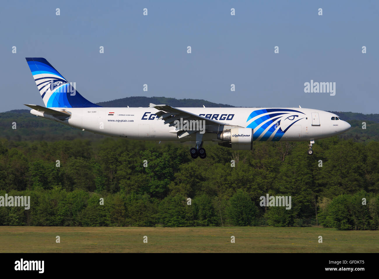 Köln/Deutschland 12. März 2016: Airbus A310 aus Ägypten Airline landet auf dem Flughafen Köln Stockfoto