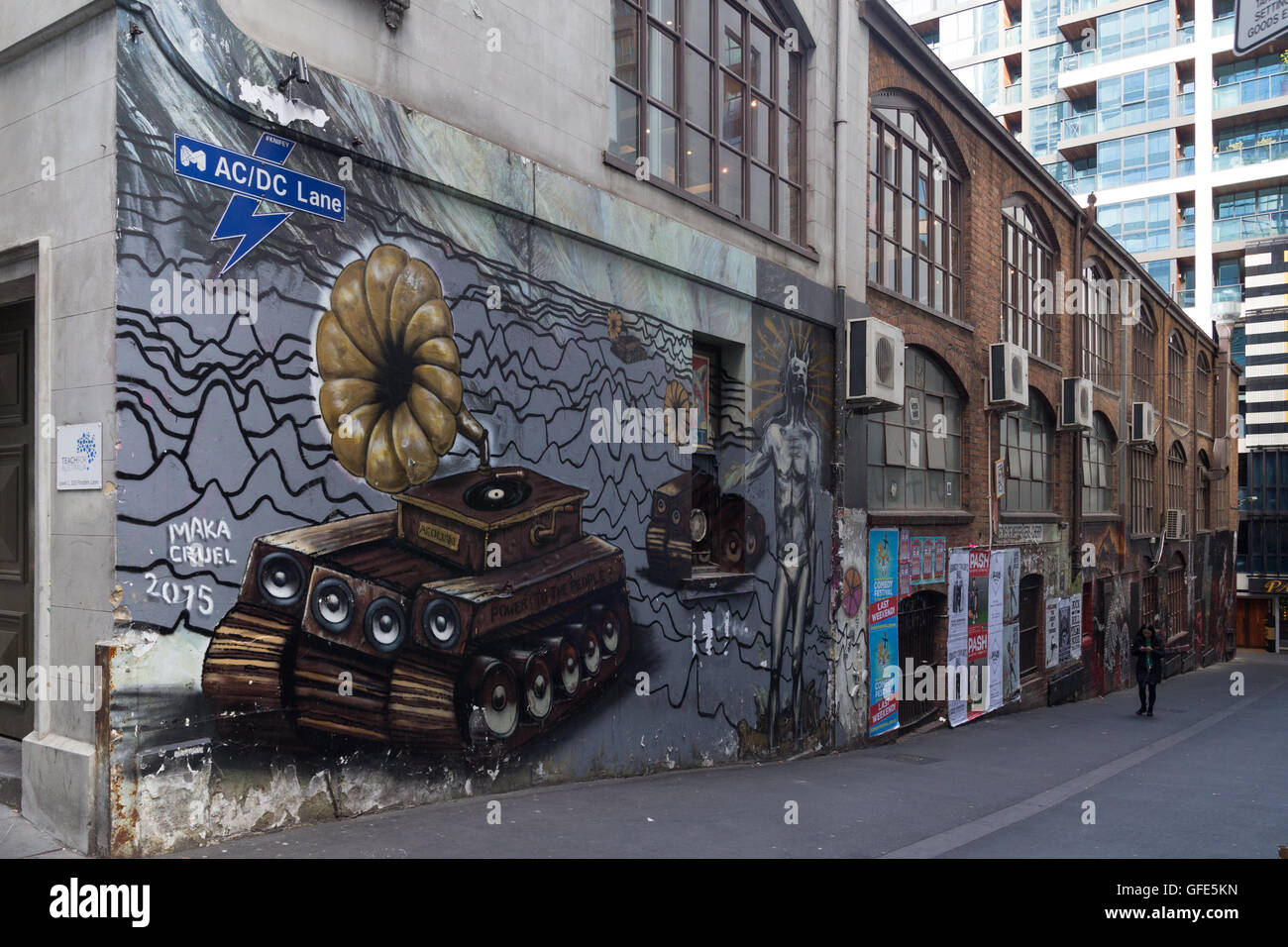 Melbourne, Australien - 21. April 2015: Foto von der berühmten AC / DC Lane Stockfoto