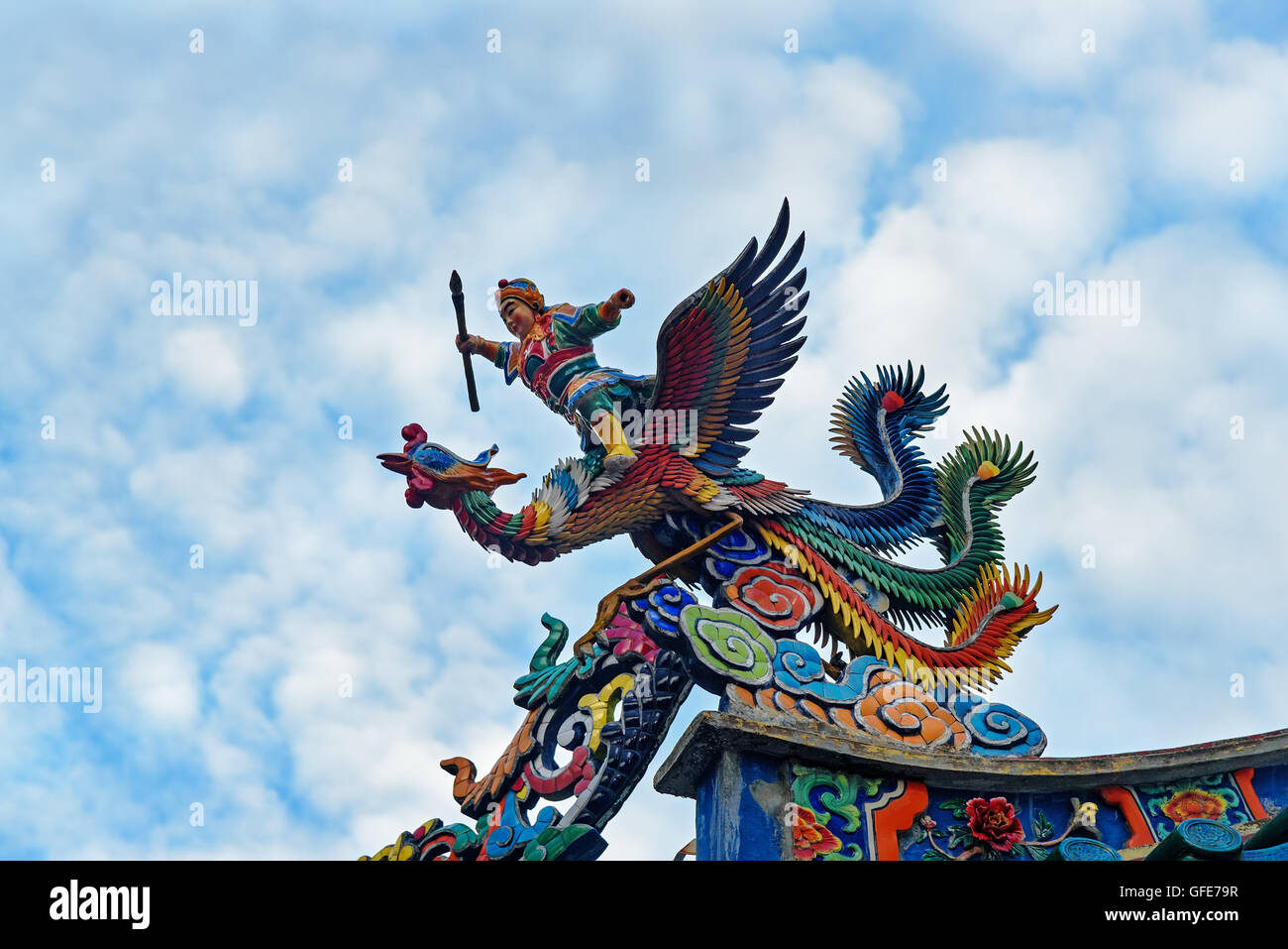Drachen auf dem Dach des Tua Pek Kong chinesischen Tempel in Chinatown. Kuching, Sarawak. Malaysien. Borneo Stockfoto