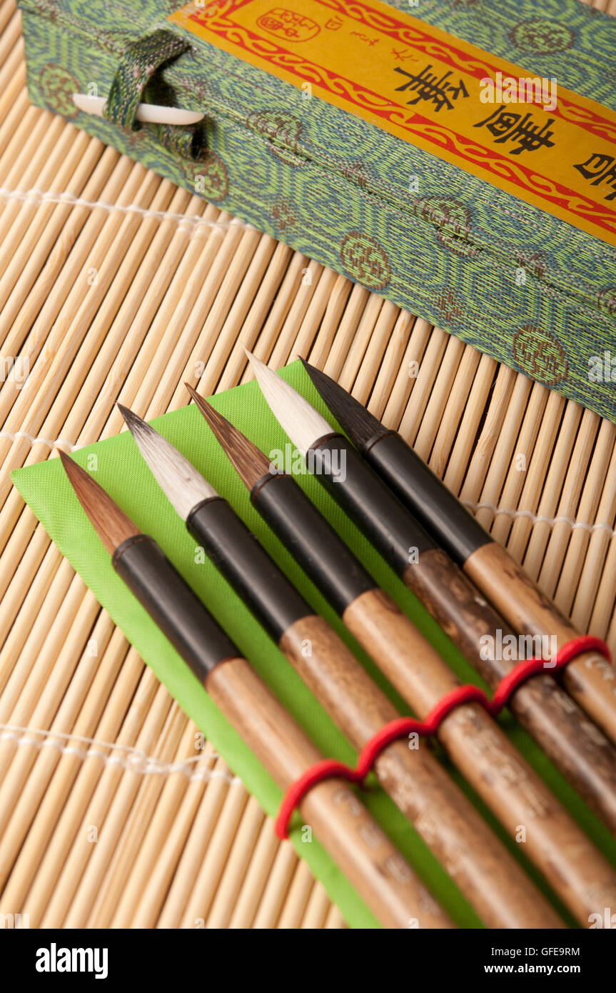 Bürsten für chinesische calligraphjy Stockfoto