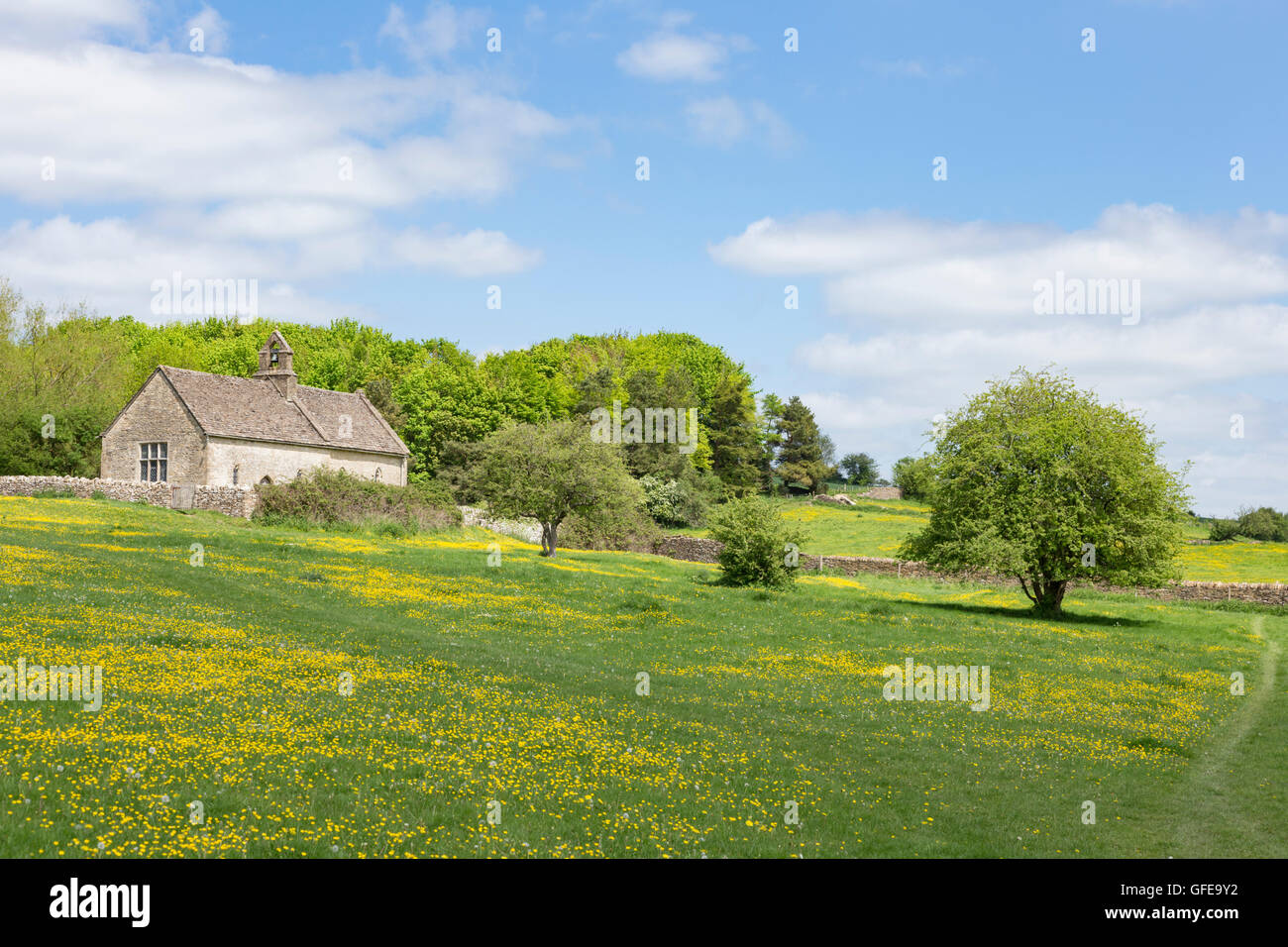 St. Oswald Kirche am Widford in Windrush Tal, Oxfordshire, England, Großbritannien Stockfoto