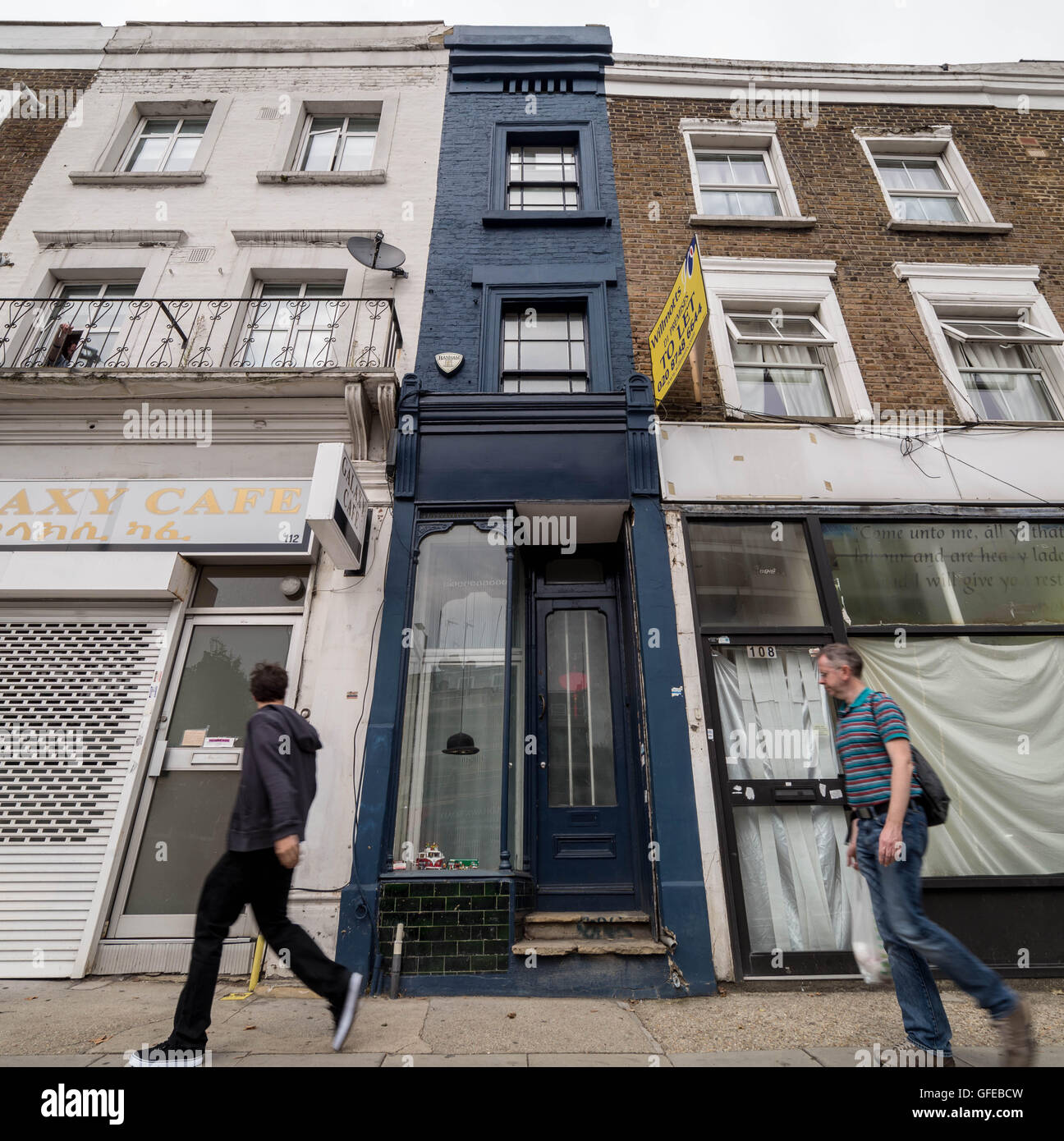 Superschlanke ultrakompakte Immobilie in London holen Datensatz Märkte Preise Stockfoto