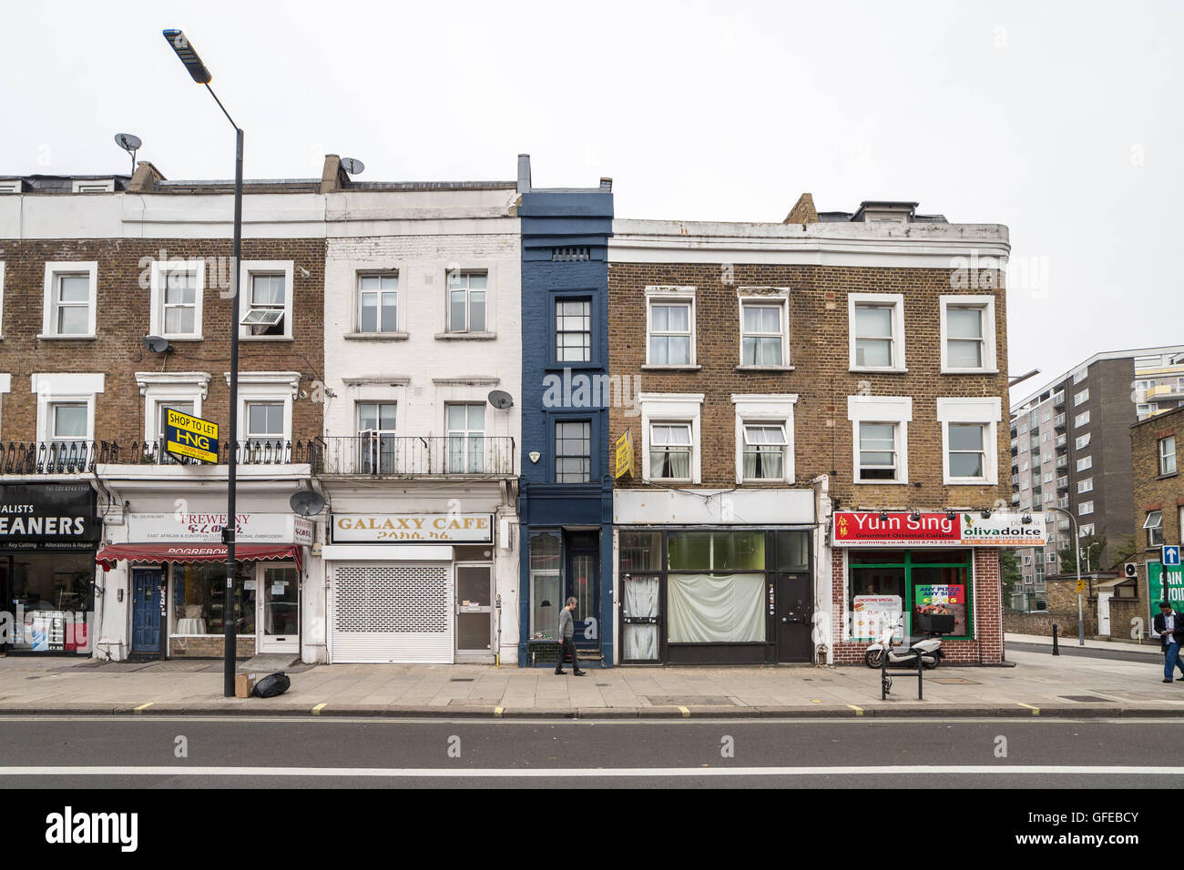 Superschlanke ultrakompakte Immobilie in London holen Datensatz Märkte Preise Stockfoto