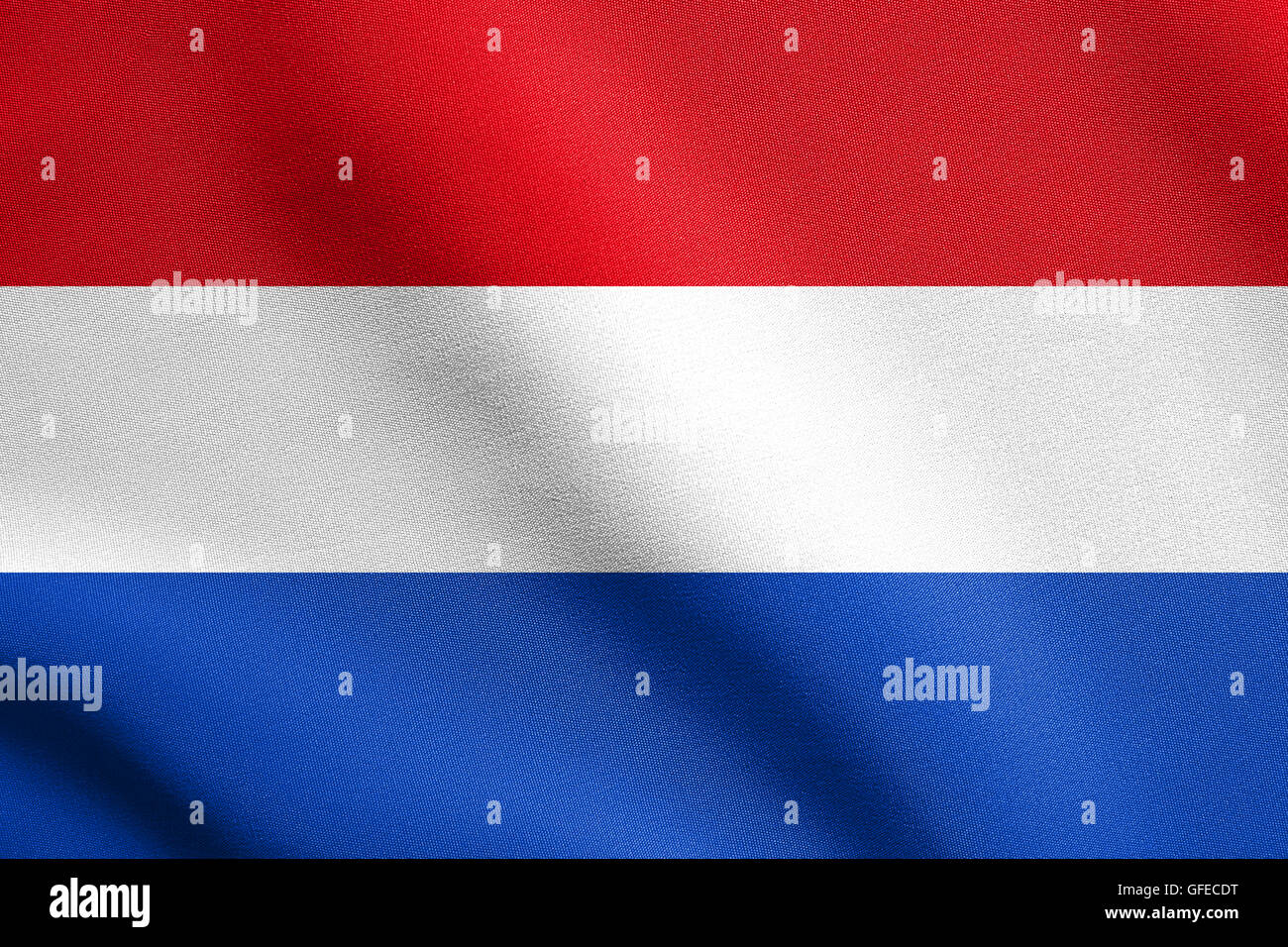 Flagge der Niederlande winken in den Wind mit detaillierten Stoff Textur Stockfoto