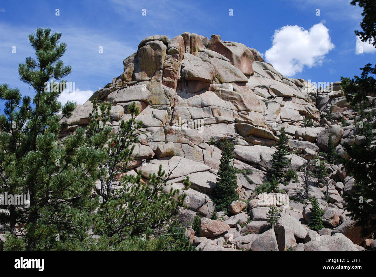 Felsen am Reibungsklettern, Wyoming Stockfoto