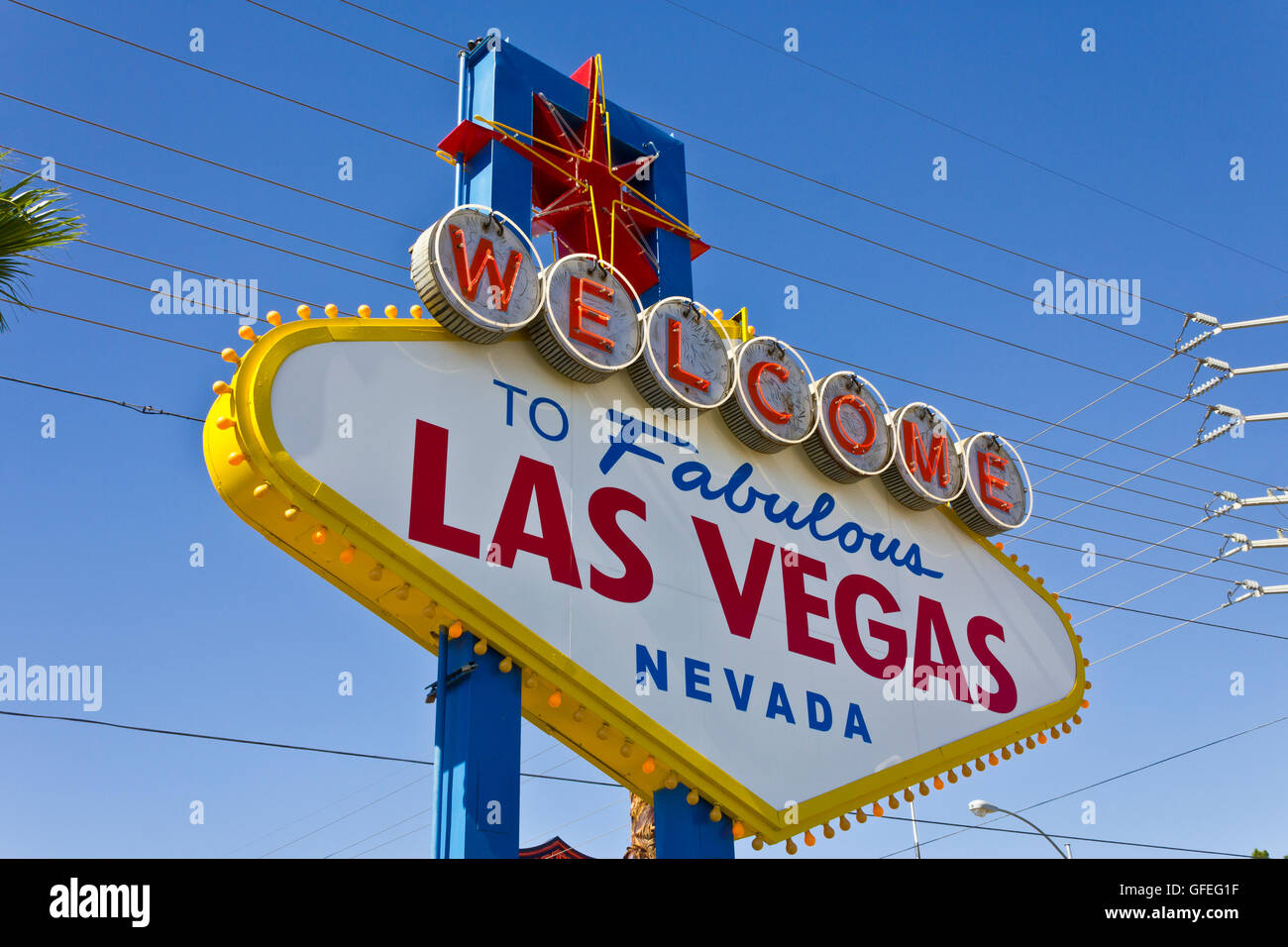 Las Vegas - ca. Juli 2016: Welcome to Fabulous Las Vegas Schild auf dem Las Vegas Strip IV Stockfoto
