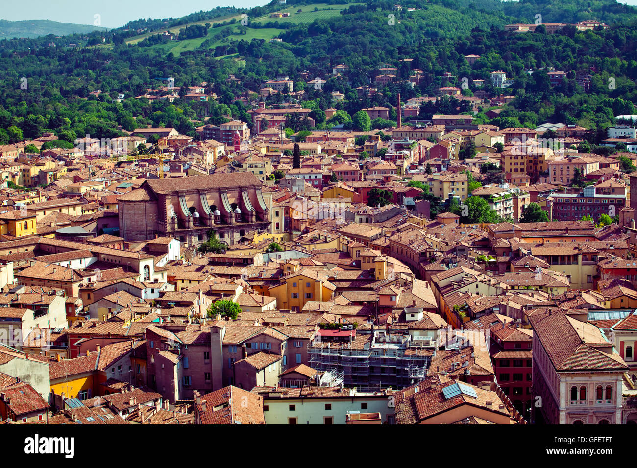 Blick auf die Stadt Bologna Stockfoto