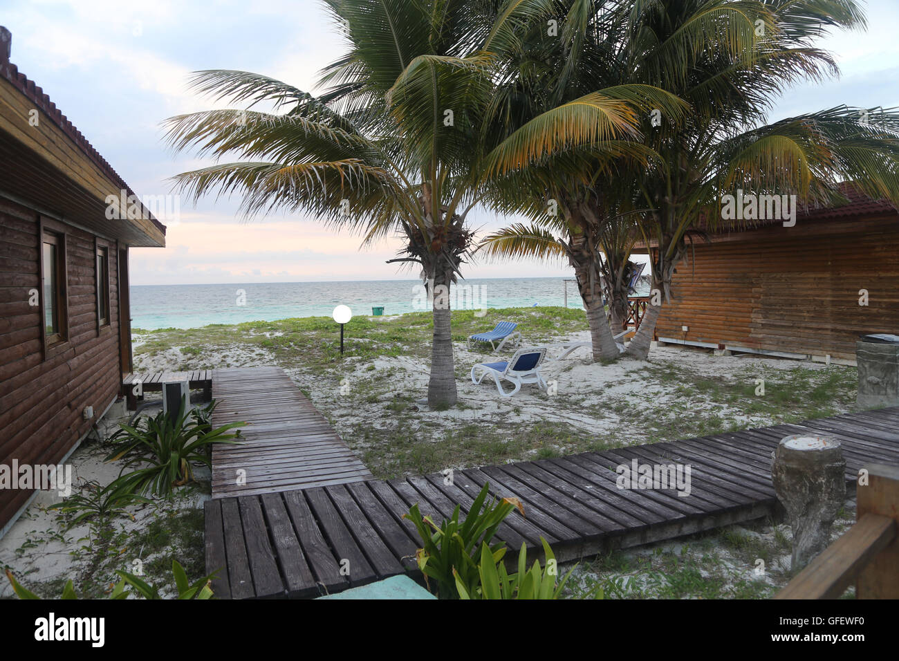 Strand-Bungalows auf Cayo Levisa, Kuba. 2016. Stockfoto