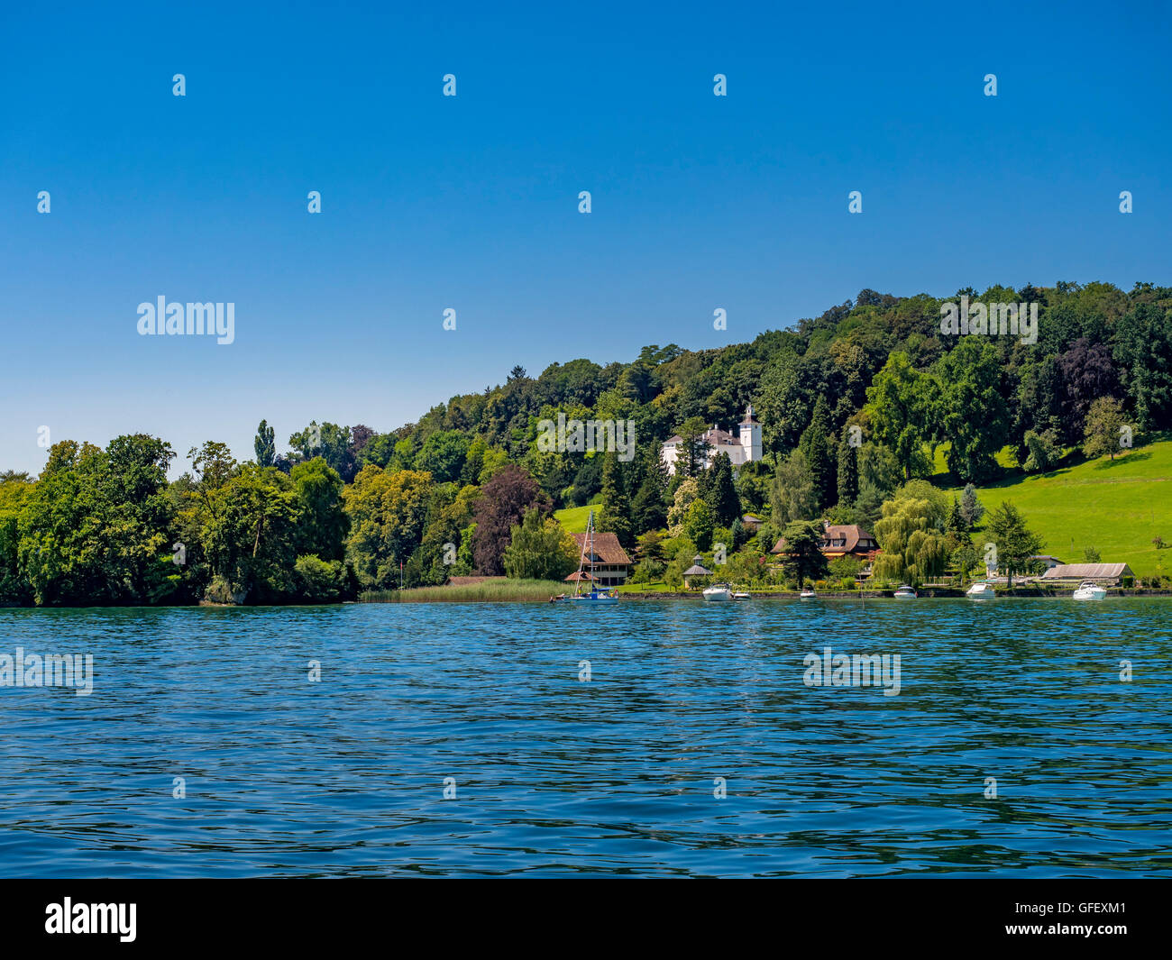 Küste Landschaft am Vierwaldstättersee, Schweiz, Europa Stockfoto