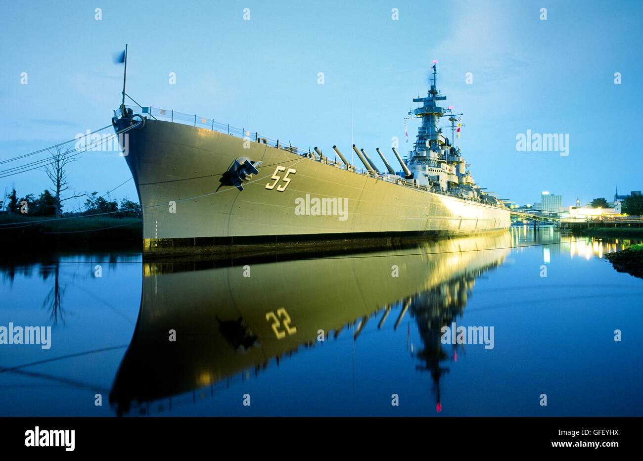 WW2 Schlachtschiff USS North Carolina. Jetzt als Museum Besucherattraktion auf Eagle Insel, Hafen von Wilmington, North Carolina, USA Stockfoto