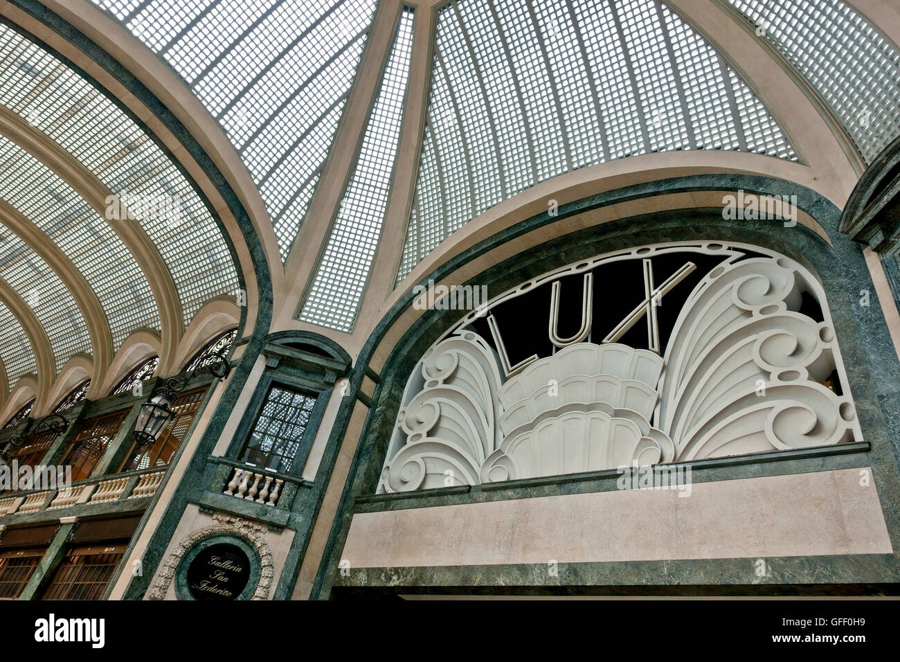 Historische Galleria San Federico Galerie, Lux retro, vintage Kino Kino Kino Kino. Turin Stadtzentrum, Norditalien, Europa, Europäische Union, EU. Stockfoto