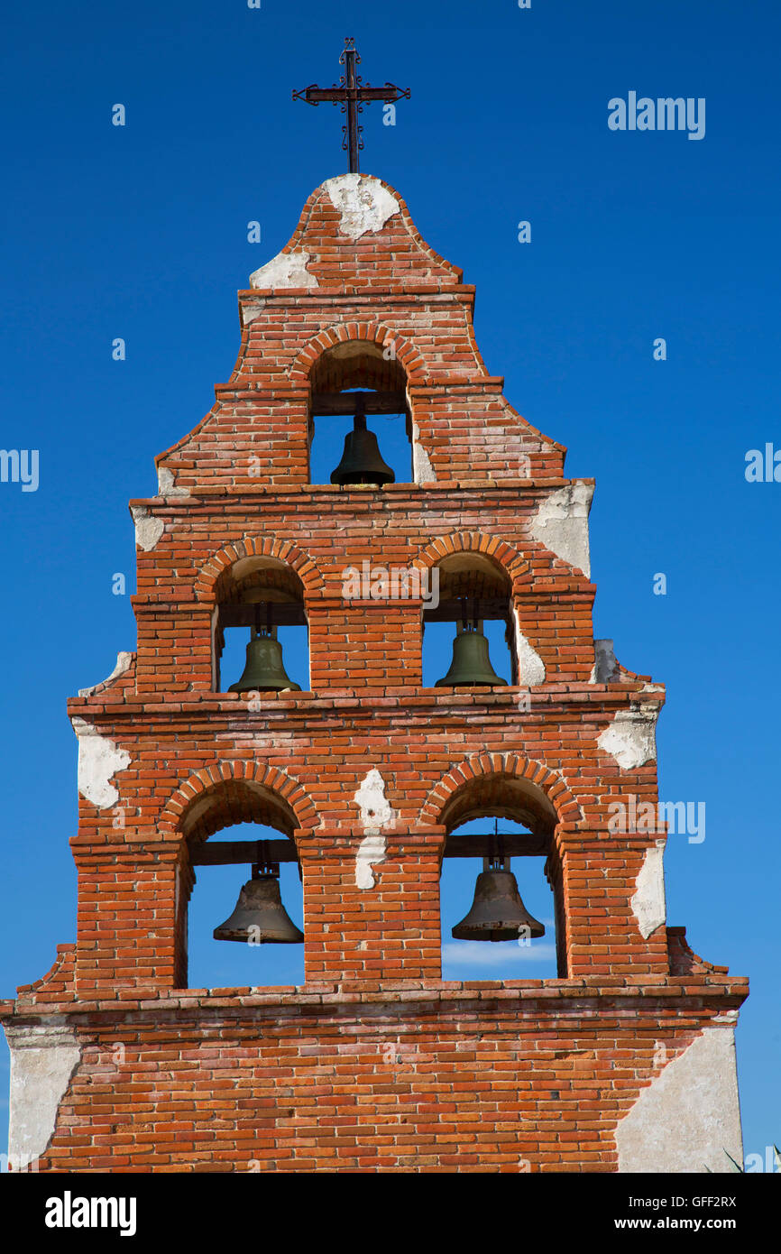 Glockenturm, Mission San Miguel Arcangel, San Miguel, California Stockfoto