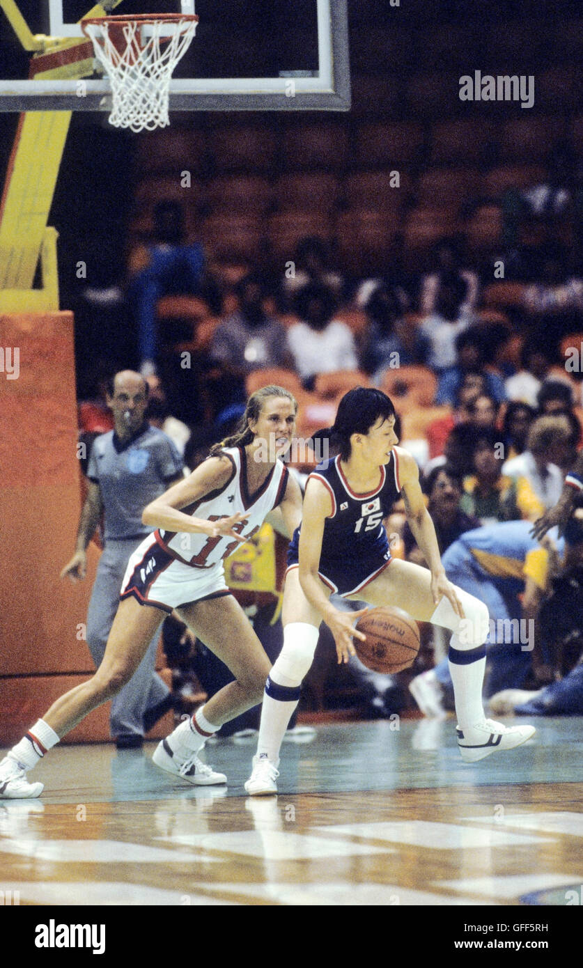 Kalifornien - Los Angeles - 1984 Olympischen Sommerspiele. Frauen Basketball. Cindy Noble. Stockfoto