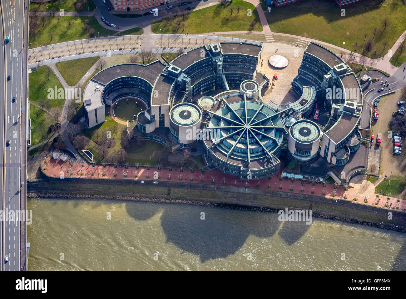 Luftbild, Parlament, Regierungssitz der Landesregierung von Nordrhein-Westfalen, Düsseldorf, Rheinland Stockfoto