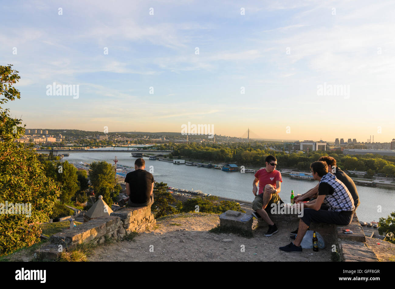 Beograd, Belgrad: Festung, Kalemegdan Park, mit Blick auf den Fluss Sava, Serbien, Stockfoto