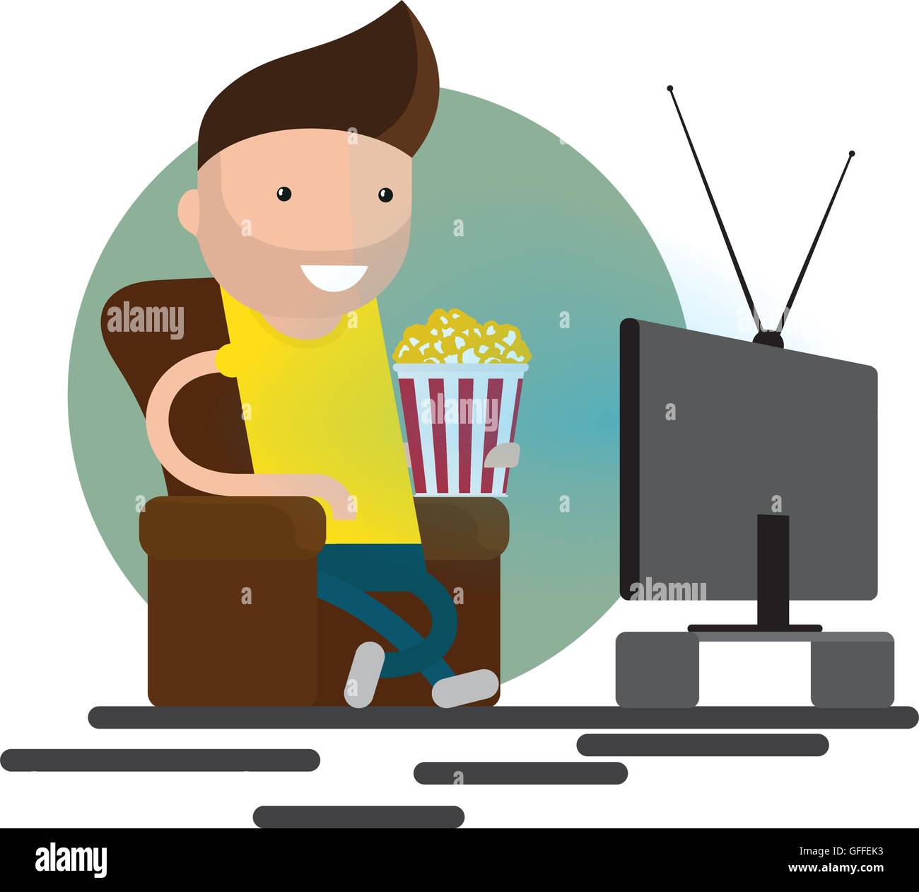 Mann vor dem Fernseher Stock Vektor