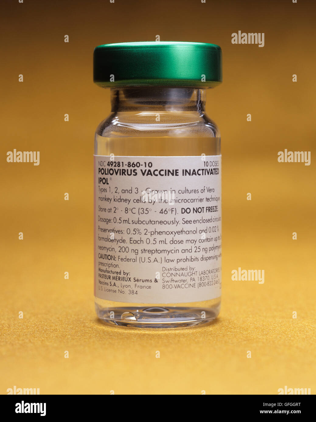Eine Durchstechflasche mit inaktiviertem Poliovirus-Impfstoff Stockfoto