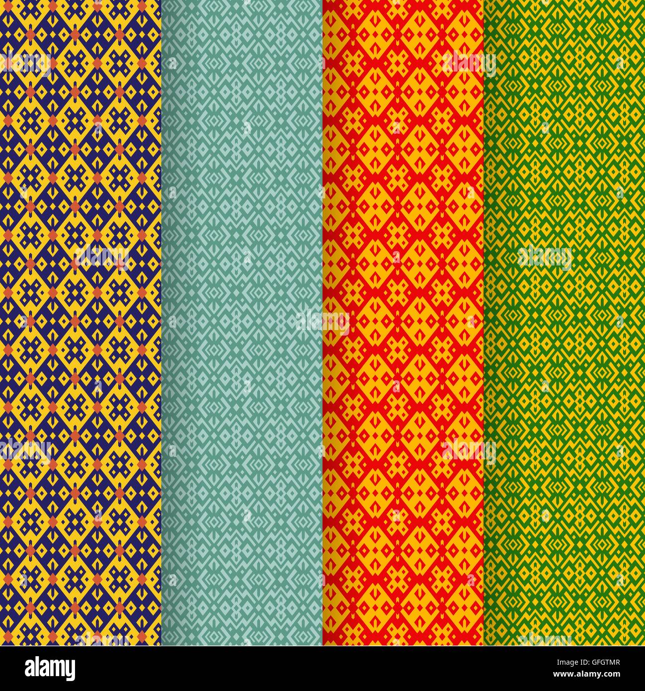 Eine Gruppe von Batik Musterdesign in tribal Asia-Stil, Vektor Stock Vektor