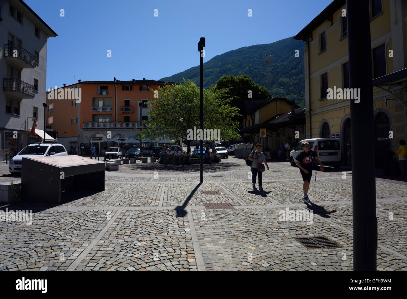 Tirano Stadtzentrum mit Sightseeing Parteien Stockfoto