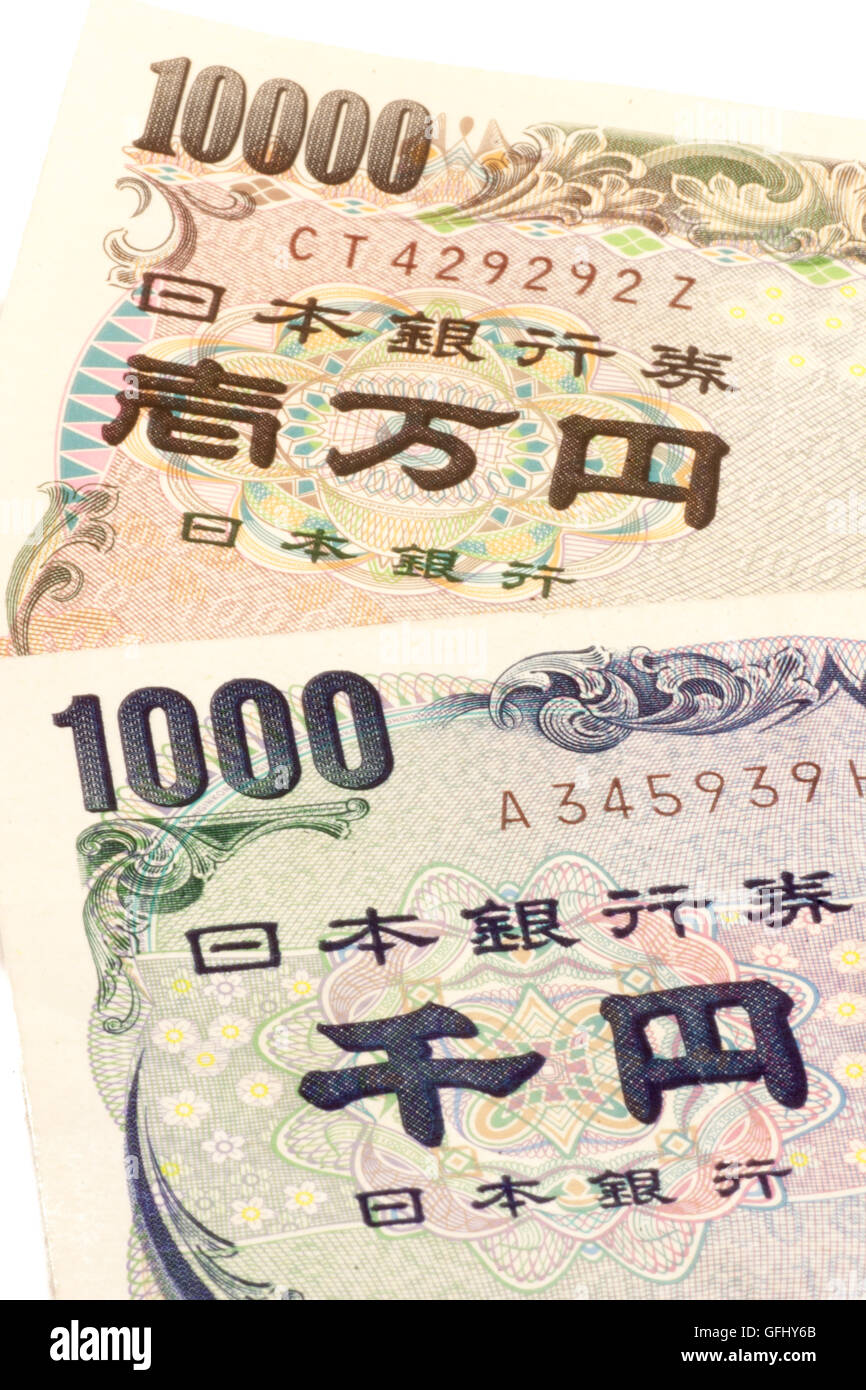 10 % Steuersatz auf japanische Währung Stockfoto