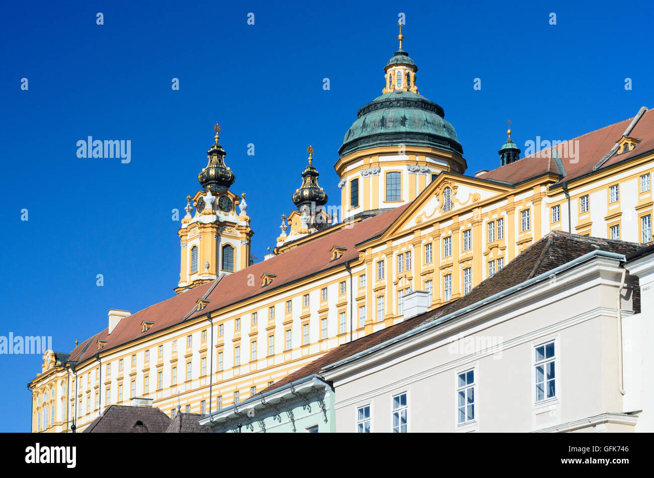 Melk: Melk Abbey Kloster, Wachau, Niederösterreich, Niederösterreich, Österreich Stockfoto