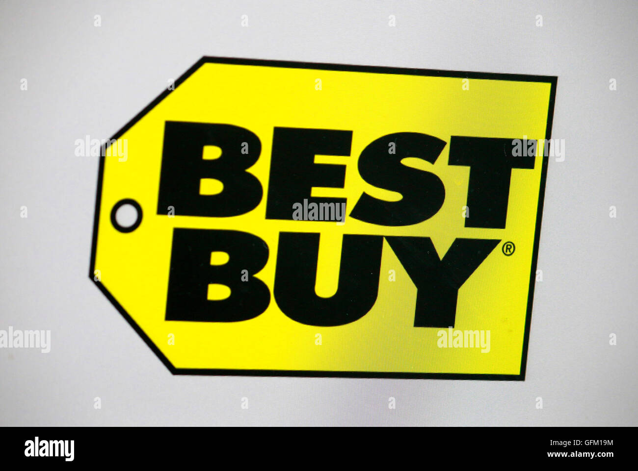 Loge der Marke "Best Buy", Berlin. Stockfoto