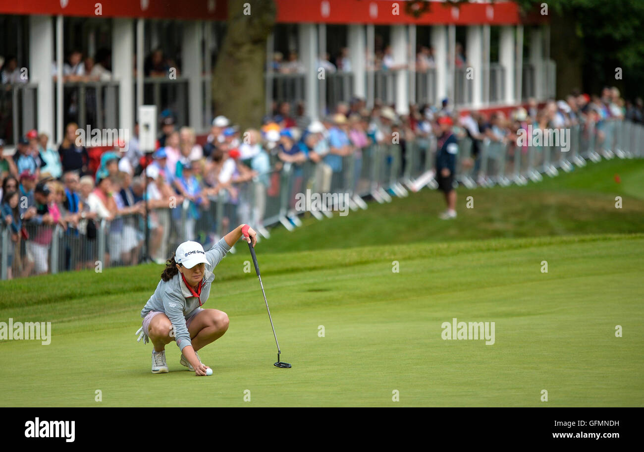 Woburn Golf Course, Milton Keynes, UK. 31. Juli 2016. Ricoh Womens Open Golf, letzte Runde. Mo Martin (USA) reiht sich ihr Putt am 18. Sie würden auf dem 3. Platz Credit beenden: Action Plus Sport/Alamy Live News Stockfoto