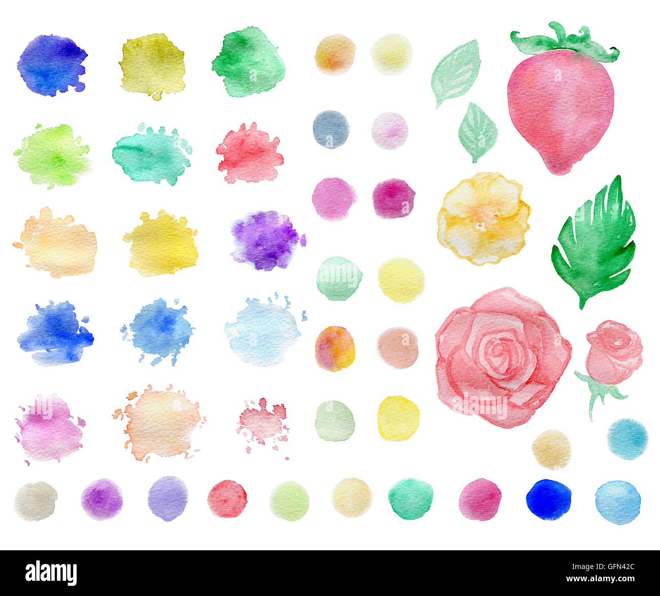 Reihe von abstrakten Aquarell Flecken und Elemente für das design Stockfoto