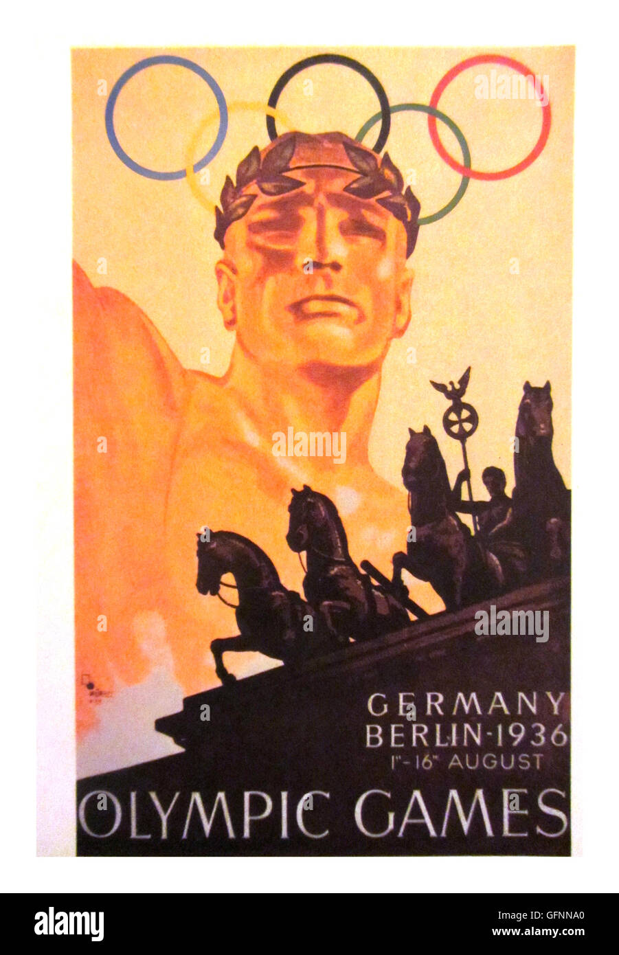Historisches Plakat für den Deutschen Olympischen Spielen 1936 in Berlin Deutschland Stockfoto