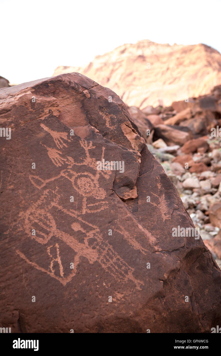 Petroglyphen in Paria River Canyon, Vermilion Cliffs National Monument, Arizona Stockfoto