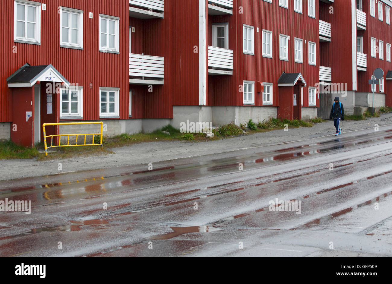 Mehrfamilienhäuser, Nuuk, Grönland Stockfoto