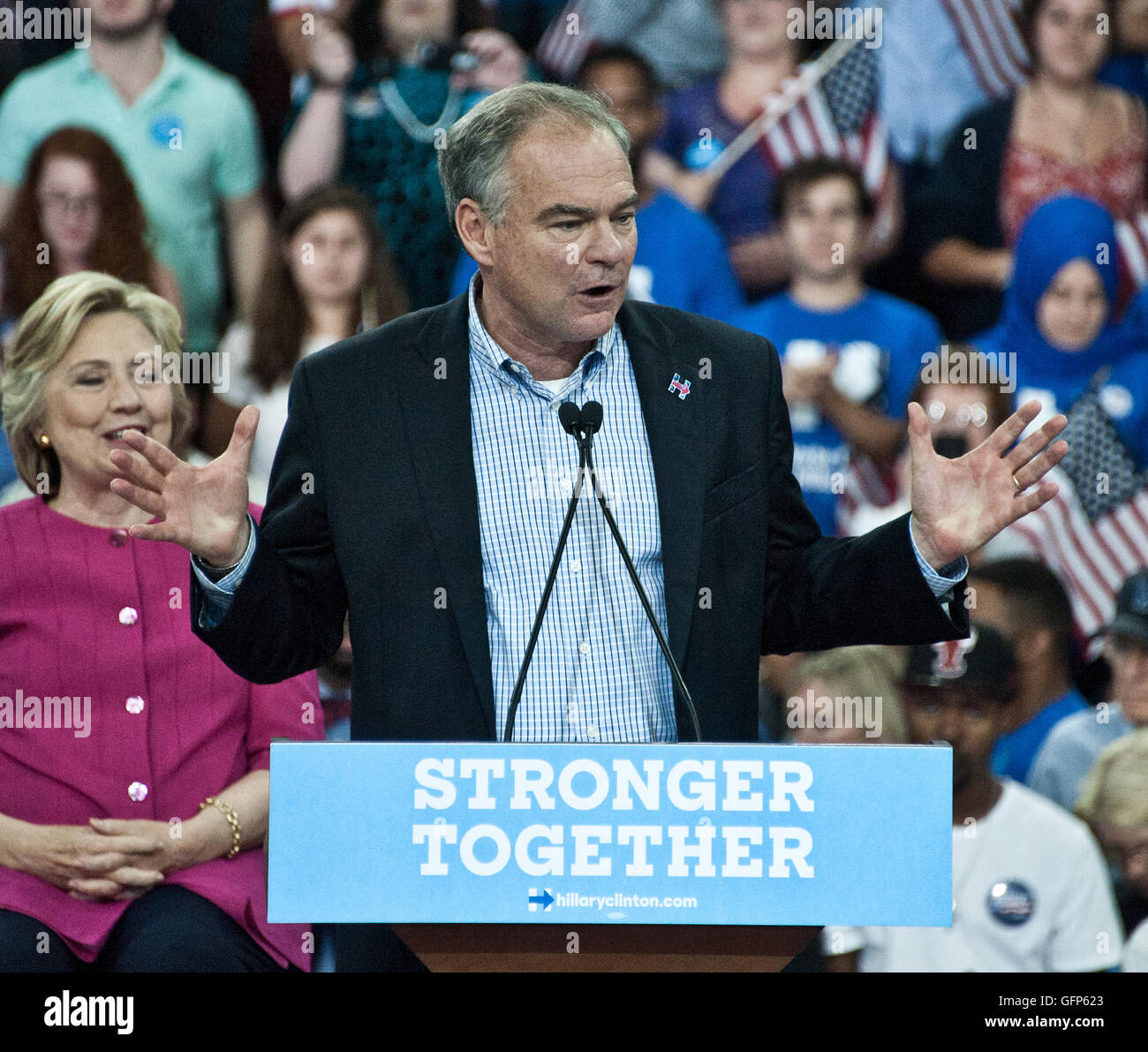 Philadelphia, PA, USA. 29. Juli 2016. Hillary Clinton und Tim Kaine Kampagne McGonigle Hall an der Temple University. Stockfoto