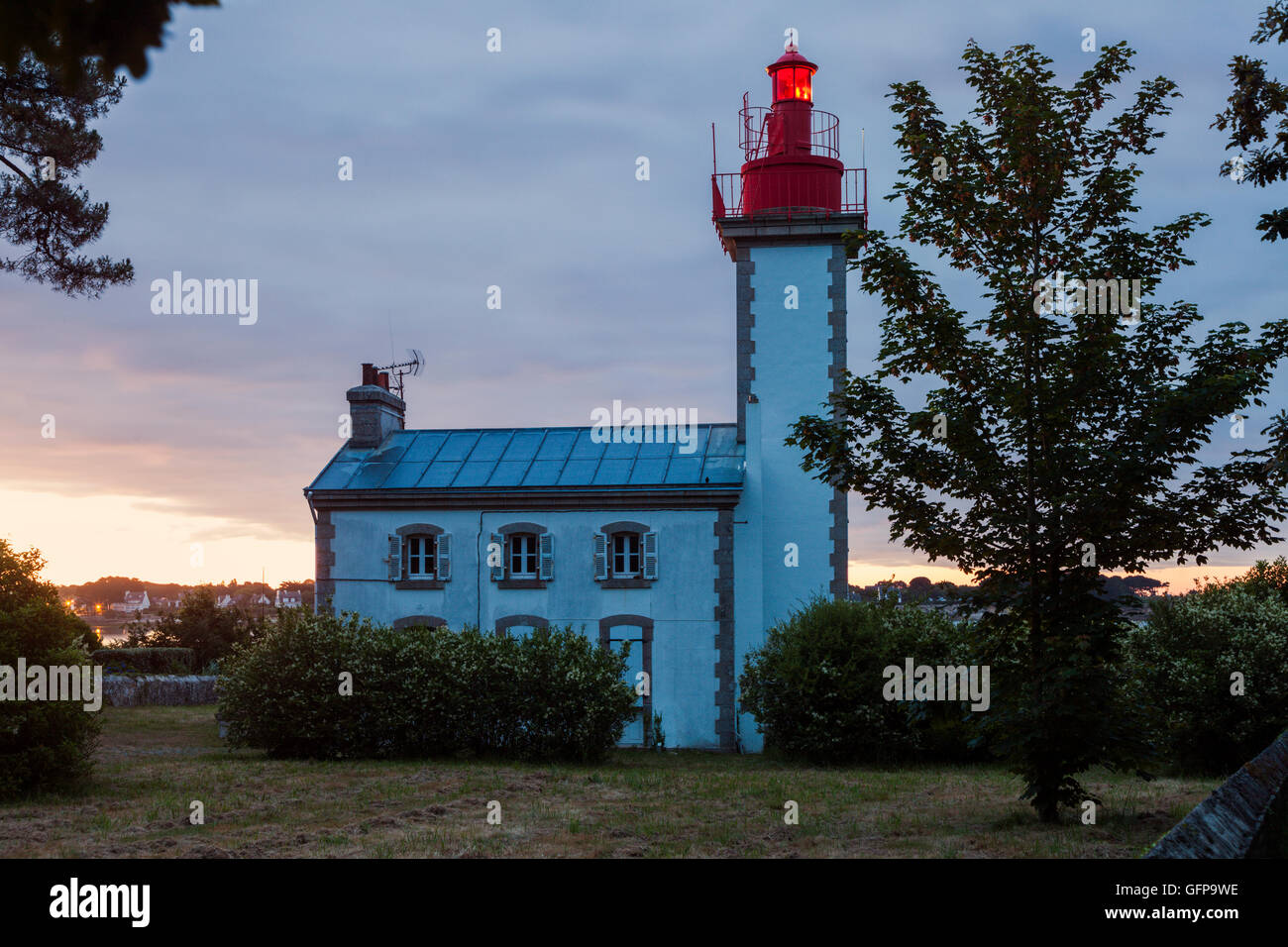 Sainte-Marine Leuchtturm. Combrit, Bretagne, Frankreich Stockfoto