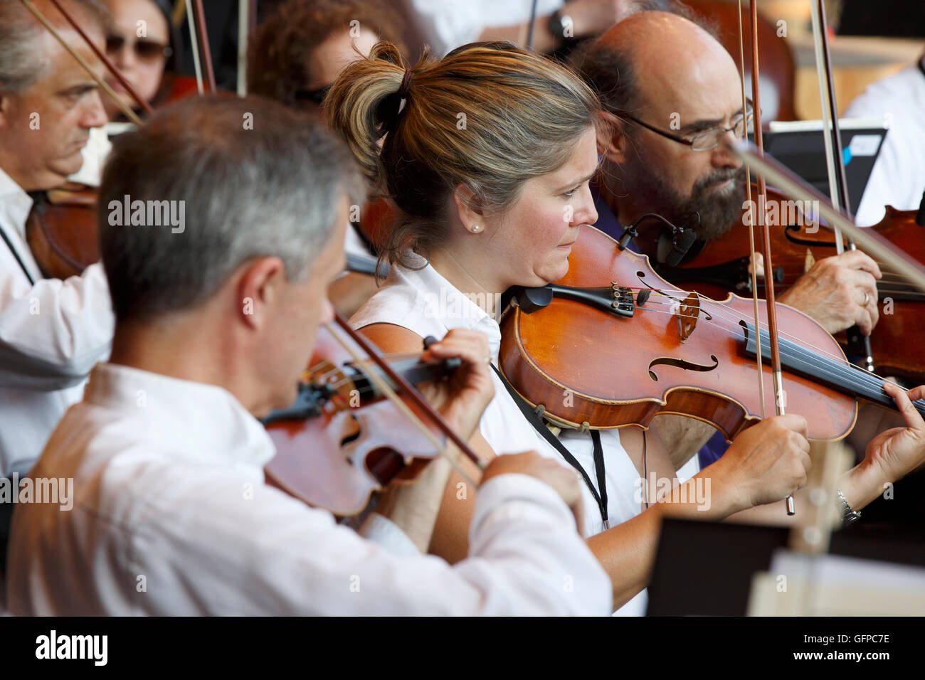 Boston Sehenswürdigkeiten Orchester, Hatch Shell, Boston, Massachusetts Stockfoto