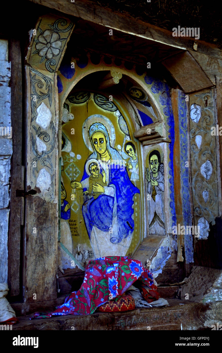 Das "Allerheiligste" im 16. Jahrhundert Kloster Kebran Gabriel auf einer Insel im Lake Tana. Bahar Dar, Äthiopien. Stockfoto