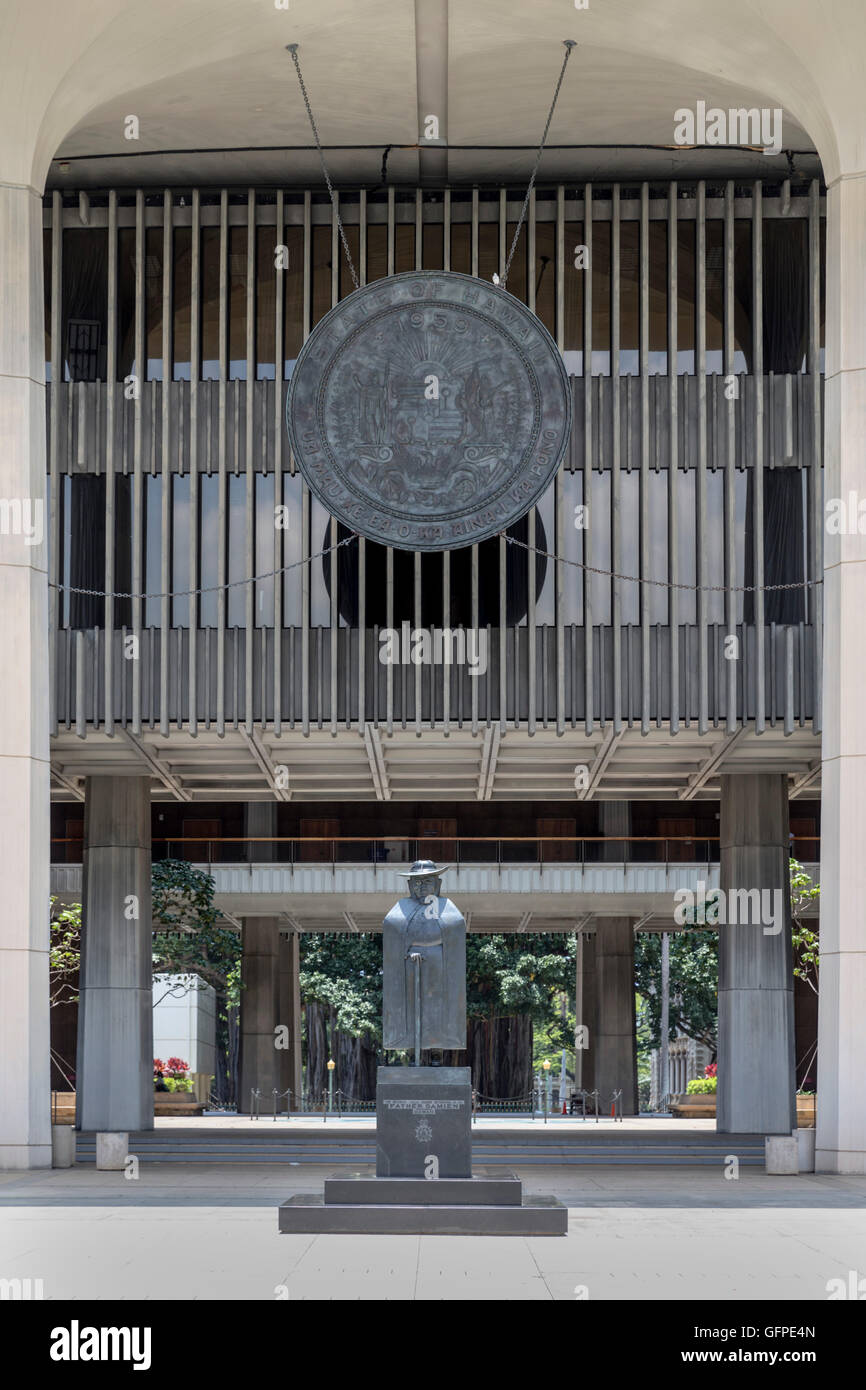 Saint Damien, State Capitol Building, Hawaii, USA, Samstag, 7. Mai 2016. Stockfoto