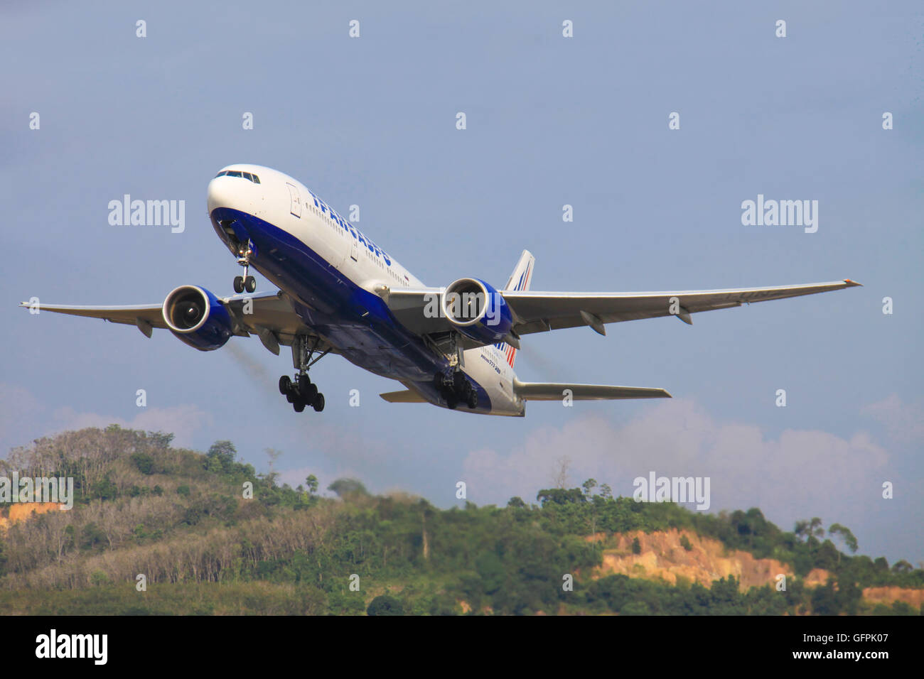 Boeing 777 von "Transaero" Stockfoto