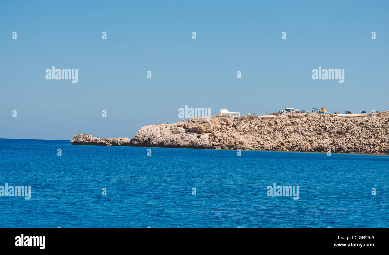 Eine kleine Kapelle gewidmet Agioi Anargyroi in der Nähe von Kap Greco. Bezirk Famagusta, Zypern. Stockfoto