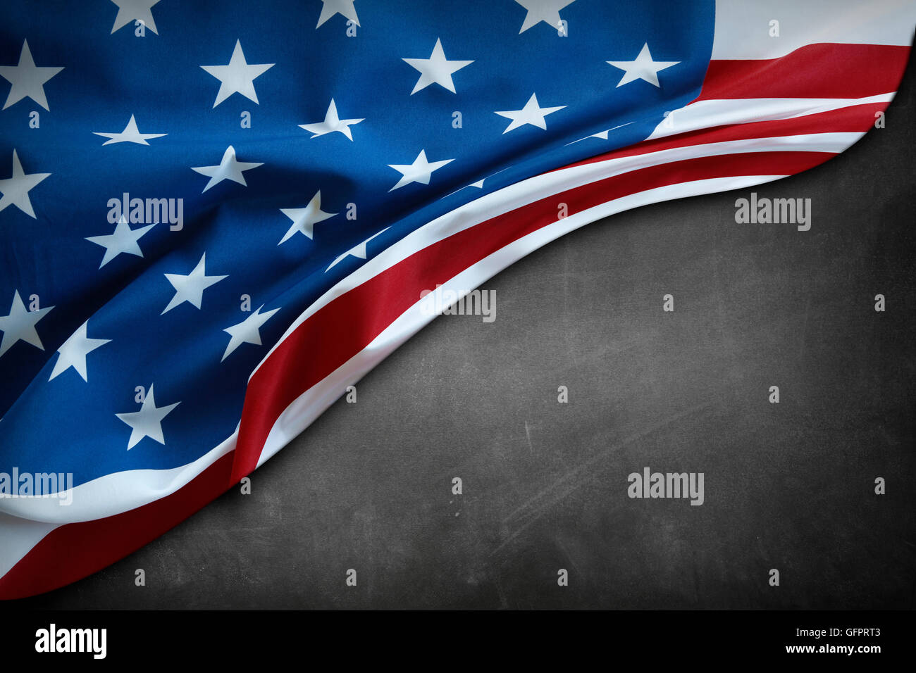 Amerikanische Flagge auf einer Tafel Stockfoto