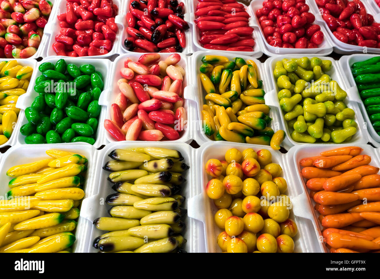 Obst und Gemüse Süßigkeiten Stockfoto