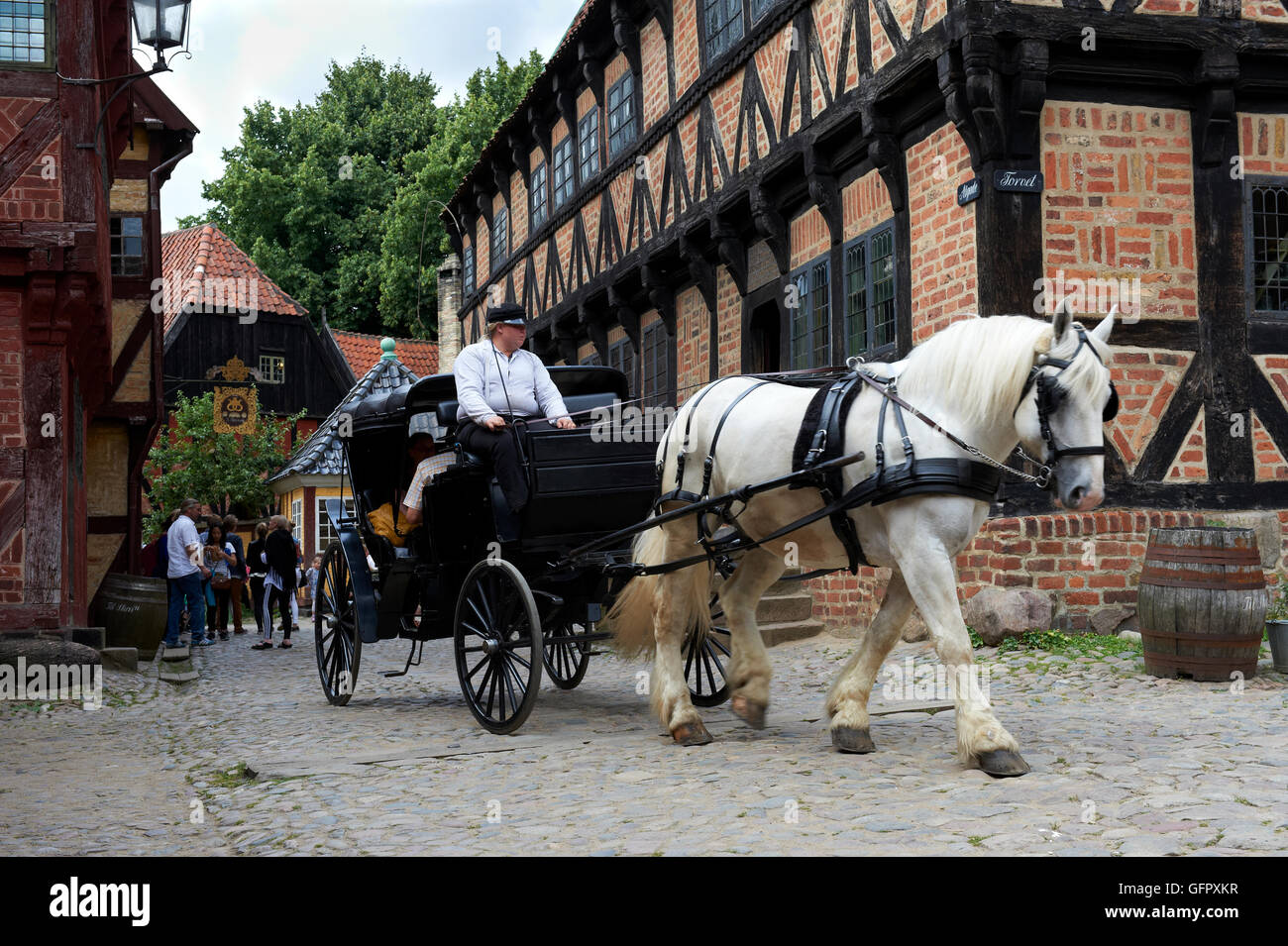 Pferdekutsche in The Old Town (Den Gamle By), Aarhus Stockfoto