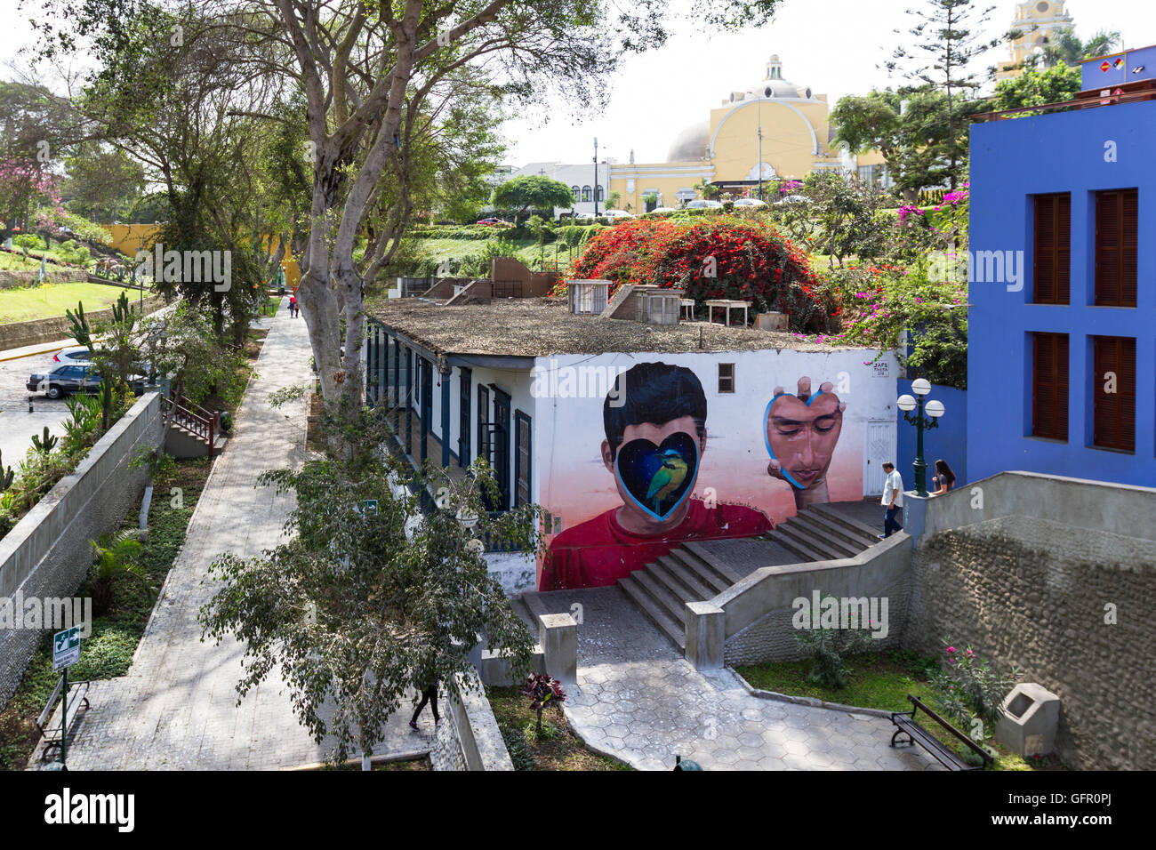 Barranco, Peru - Mai 10: Auffällig Wandbild mit dem Titel "der Heimat der Seufzer" von der peruanischen Wandmaler Jade Rivera für die Muraliza del B Stockfoto