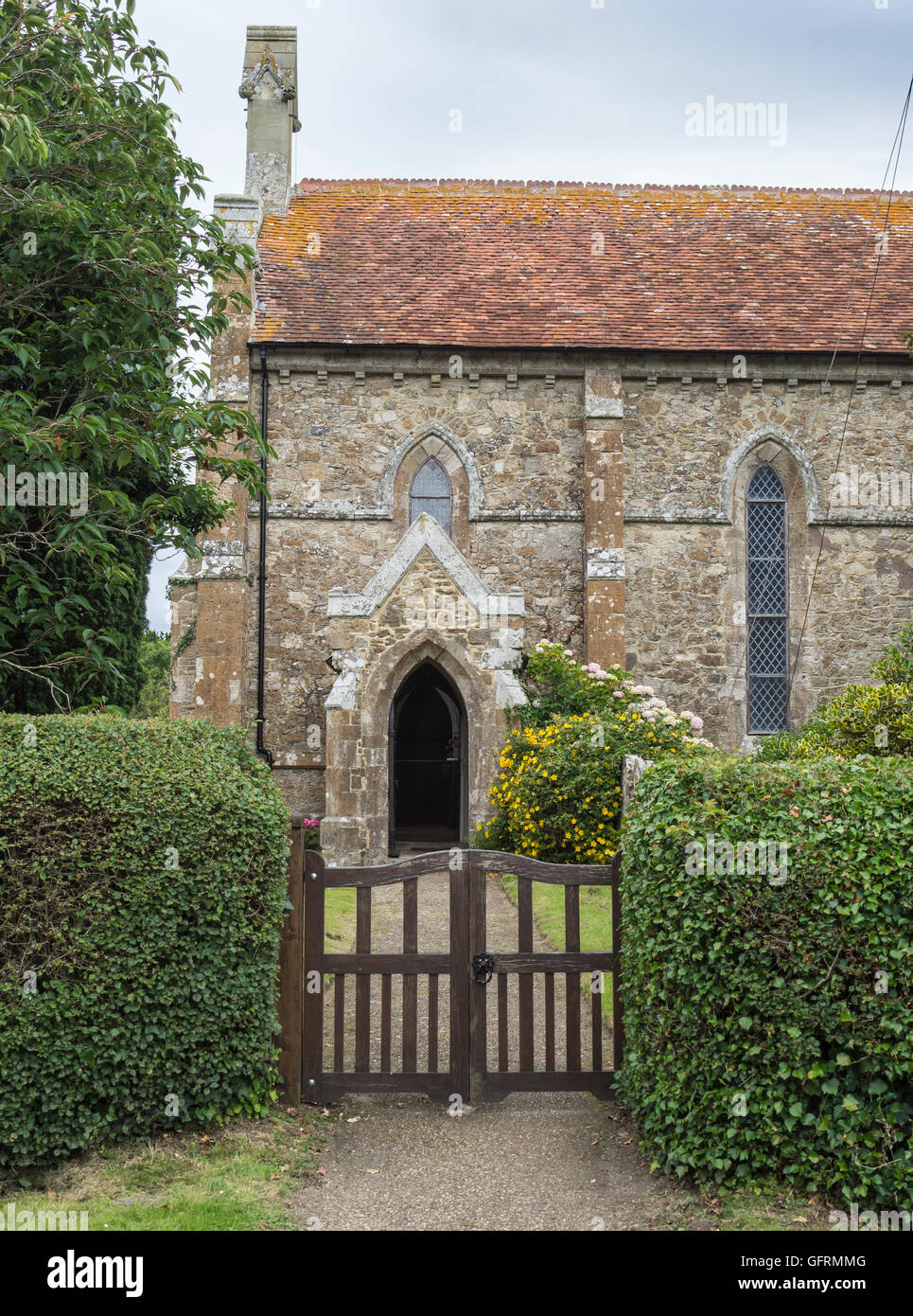 Eingang zur Kirche des Heiligen Geistes, Newtown, Isle Of Wight, Großbritannien Stockfoto