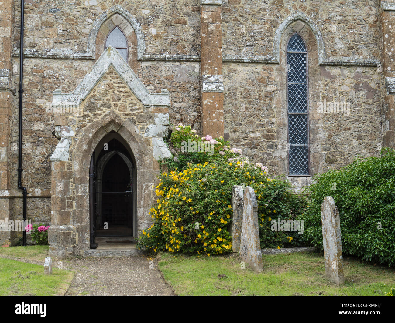 Eingang zur Kirche des Heiligen Geistes, Newtown, Isle Of Wight, Großbritannien Stockfoto