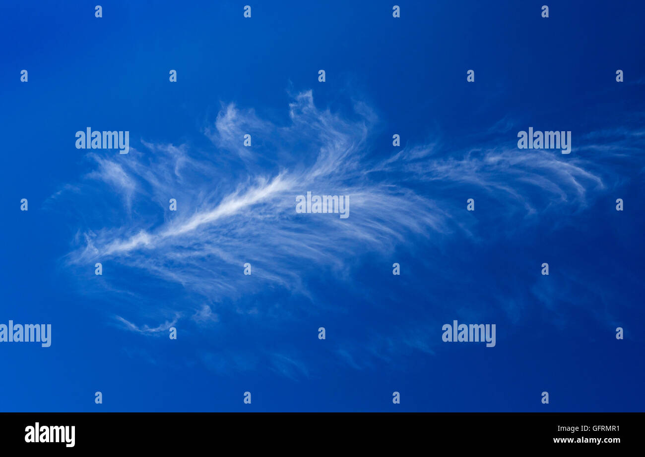 Cirrus Cloud vor blauem Himmel genommen von der Isle Of Wight, England, UK. Stockfoto